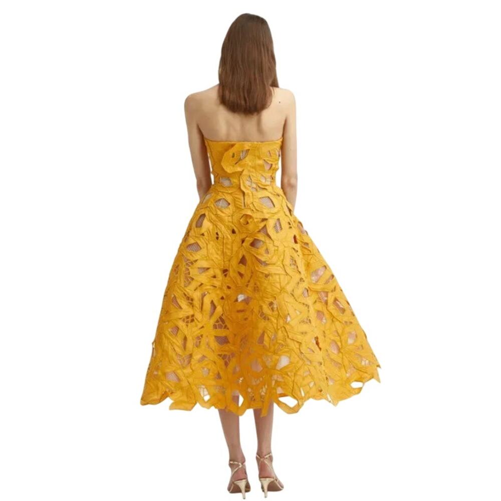 Oscar de la Renta Cutout Bow Faille Cockatail Dress Fall 2021 Size 2 - Picture 4 of 16